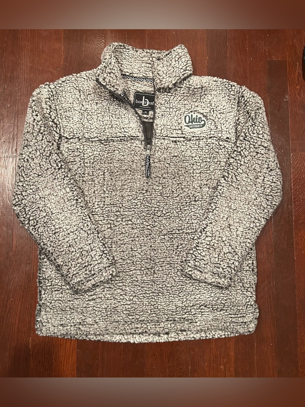boxercraft Gray Sherpa Quarter-Zip Pullover with Ohio Patch